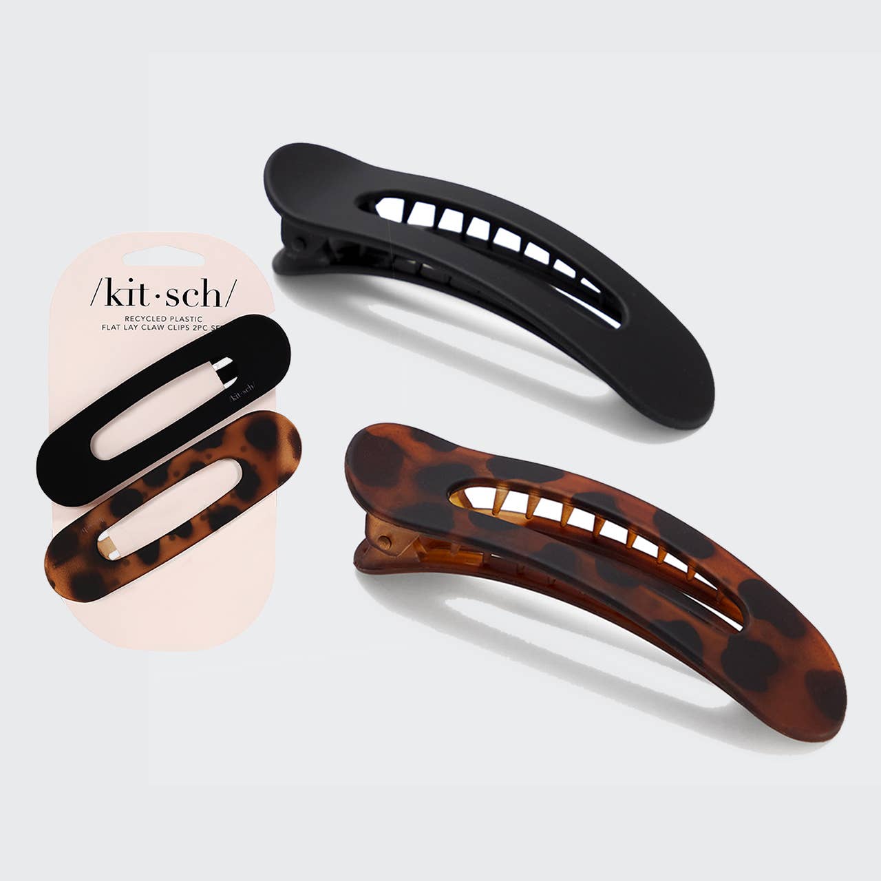 KITSCH: Flat Lay Claw Clip 2pc Flat - Black & Tort