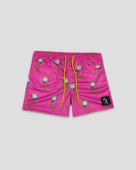 Baseballism: Electric Arms Diamond Air Mesh Shorts (Pink) - Youth