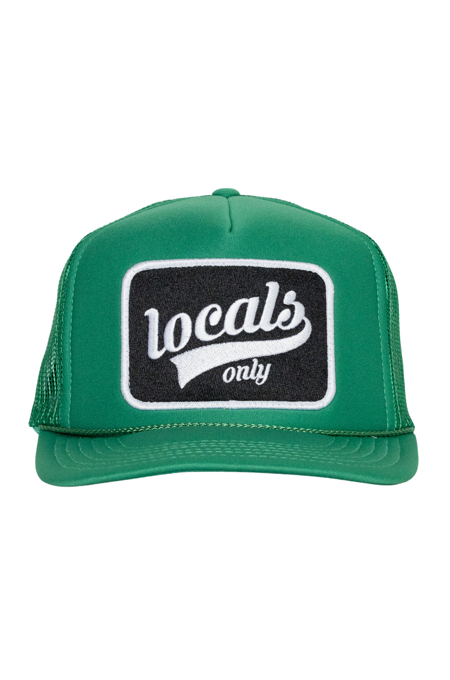Friday Feelin': Locals Only Script Trucker Hat in Green