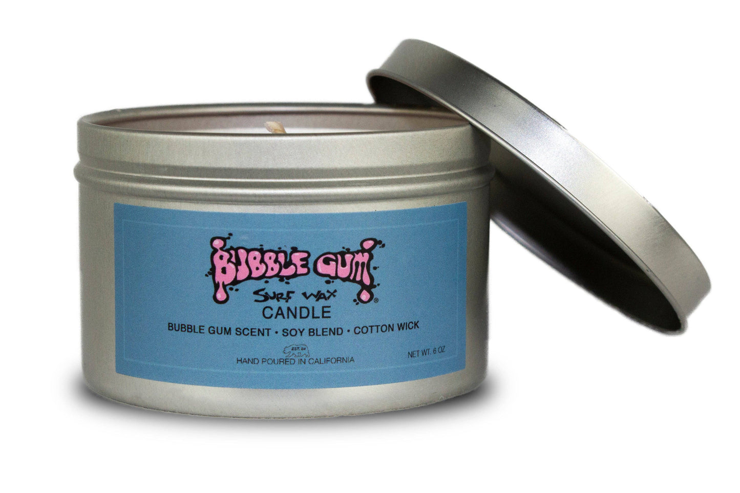 Bubble Gum Surf Wax: Candle - 6oz Tin With Bubble Gum Scent