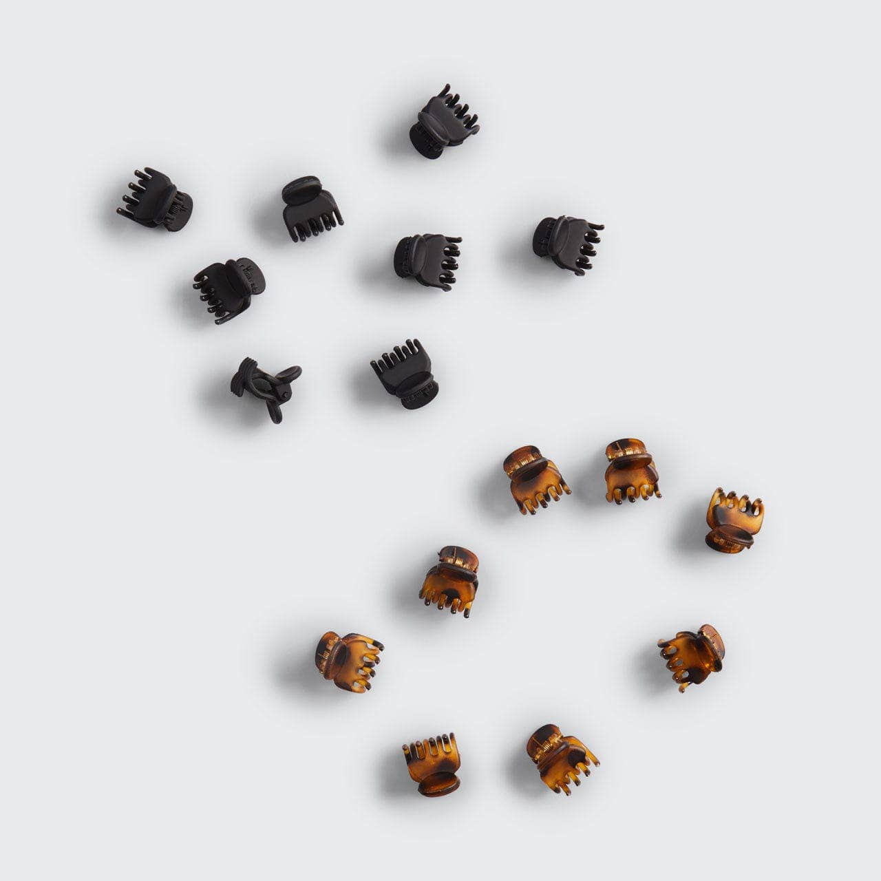 KITSCH: Recycled Plastic Micro Classic Claw Clips 16pcSet-Blk & Tort
