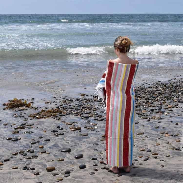 West Path: Mexican Serape Blanket - Red Pastel