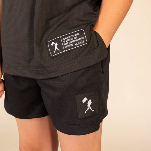 Baseballism: Diamond Air Liner Mesh Training Shorts (Black) - Youth