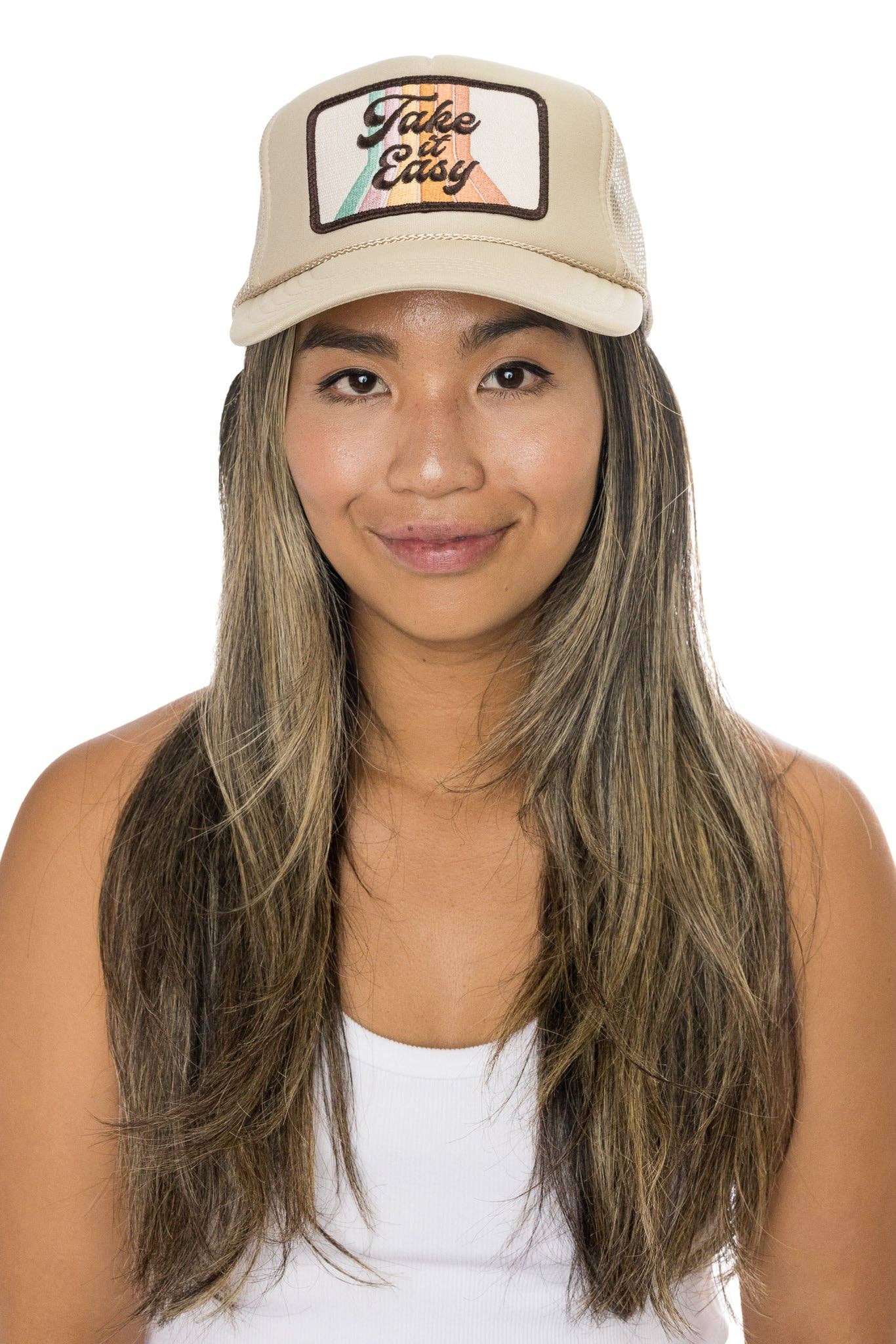 Friday Feelin': Take It Easy Trucker Hat Tan