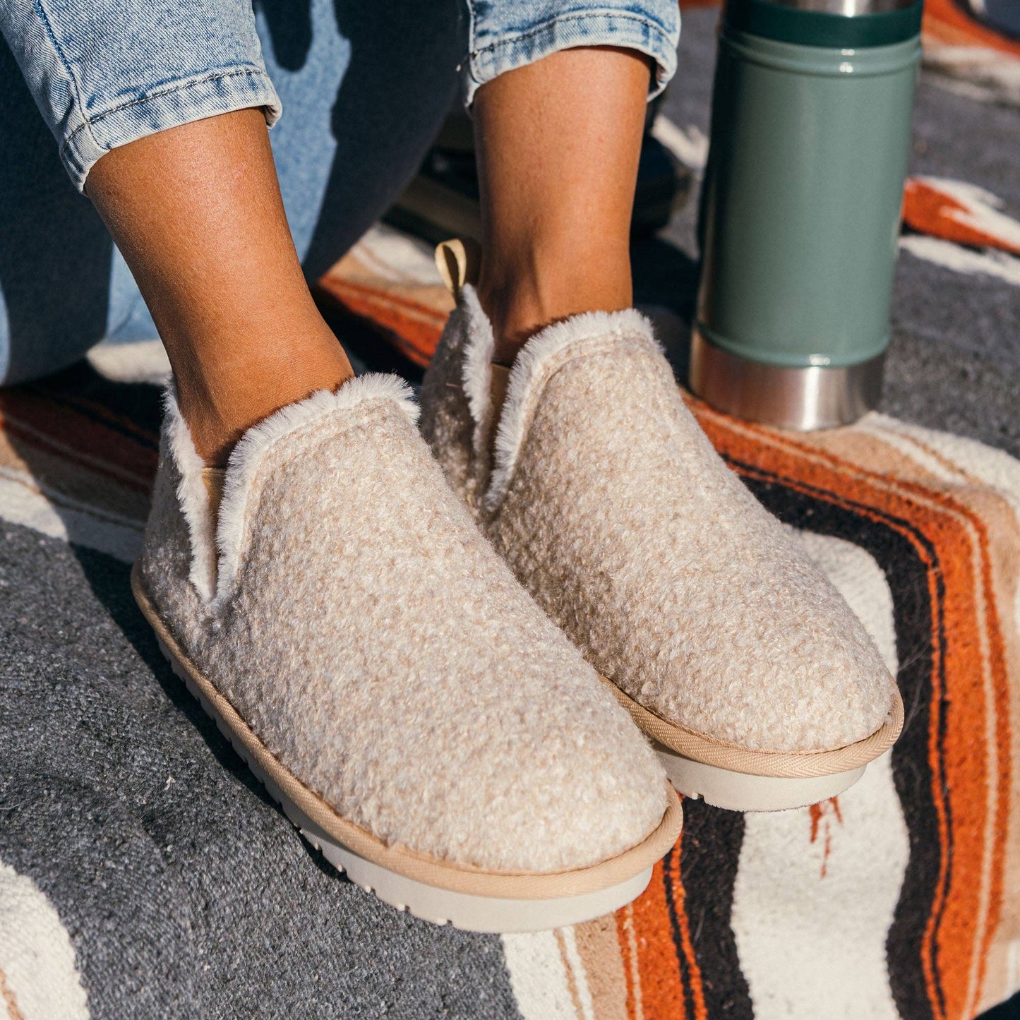 Cobian: Women's Cabrillo Bootie - Cream Warm and Fuzzy Slipper