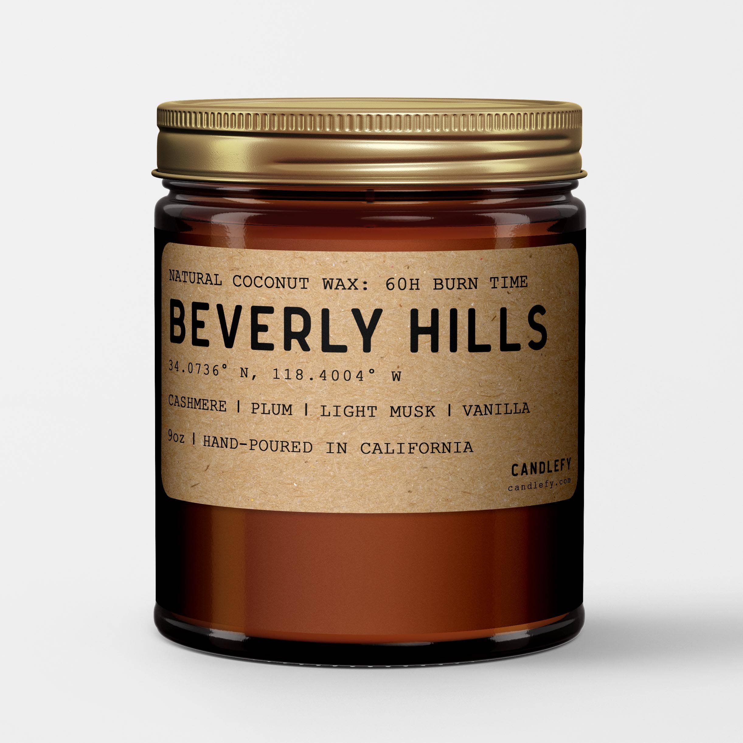 Candlefy: Beverly Hills Candle (Cashmere, Plum, Light Musk and Vanilla)