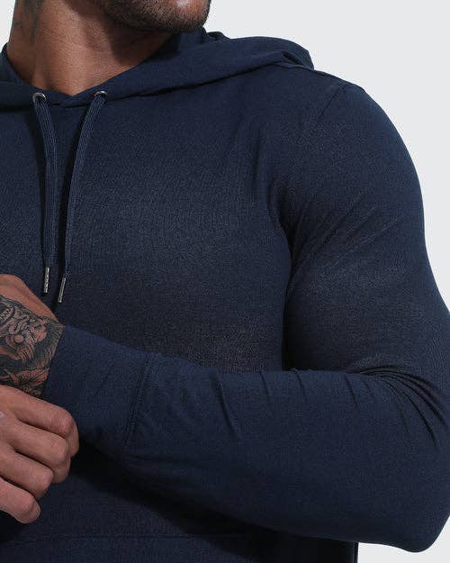 True Classic: Heather Navy Active Comfort Pullover Hoodie