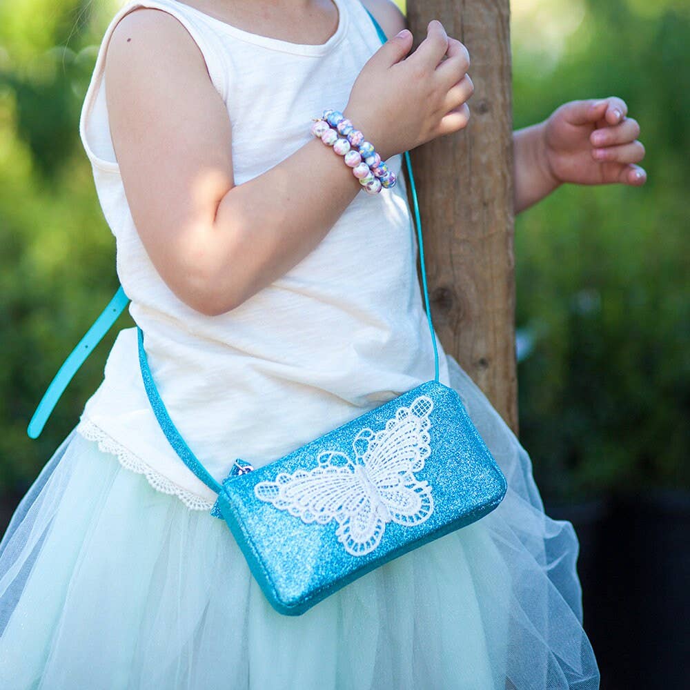 Peppercorn Kids Glitter Butterfly Purse - Blue
