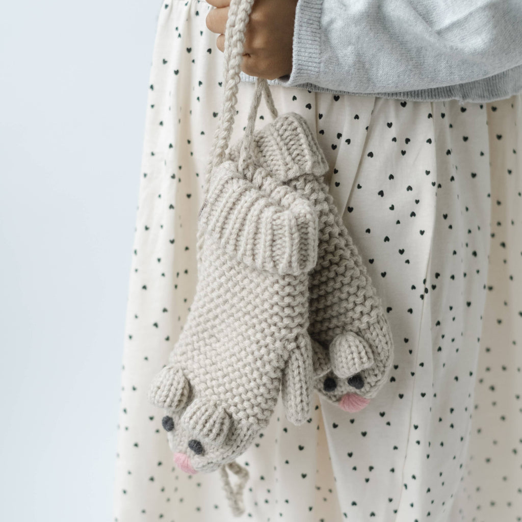 Peppercorn Kids: Knit Mouse Mittens - Oat Beige