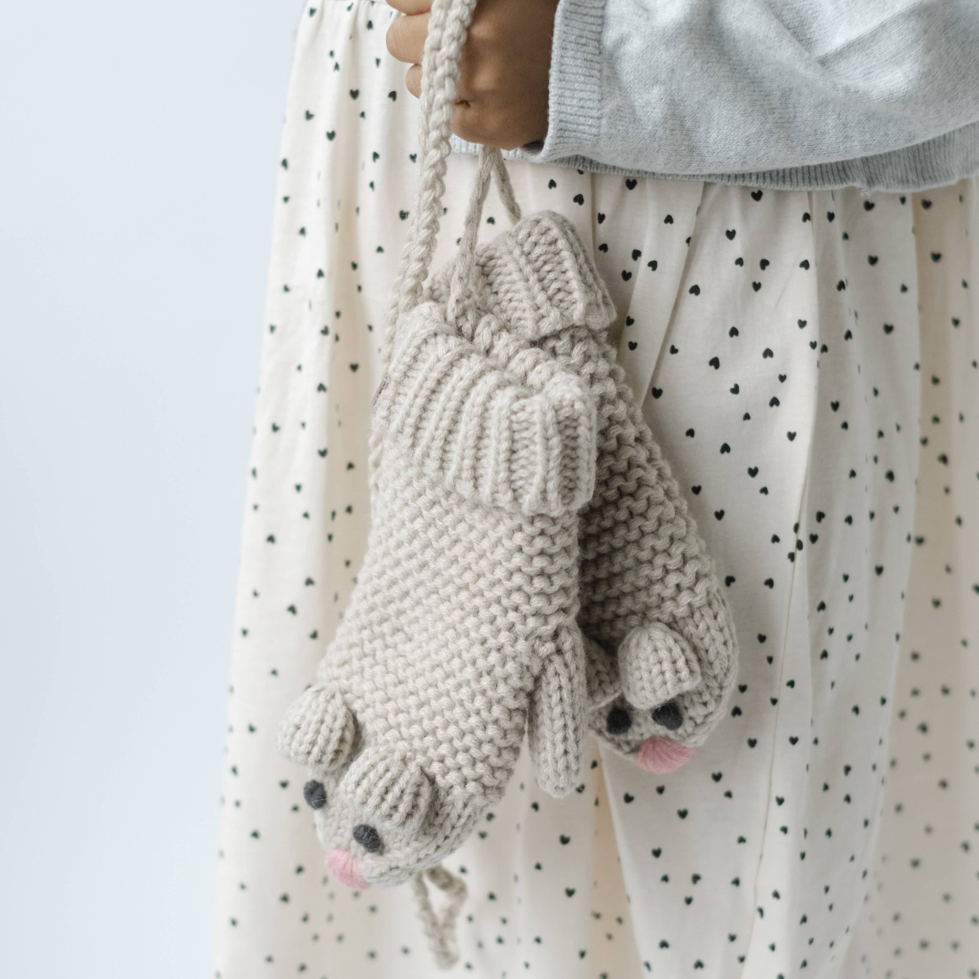 Peppercorn Kids: Knit Mouse Mittens - Oat Beige