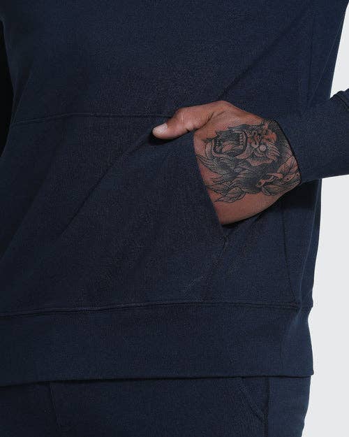 True Classic: Heather Navy Active Comfort Pullover Hoodie