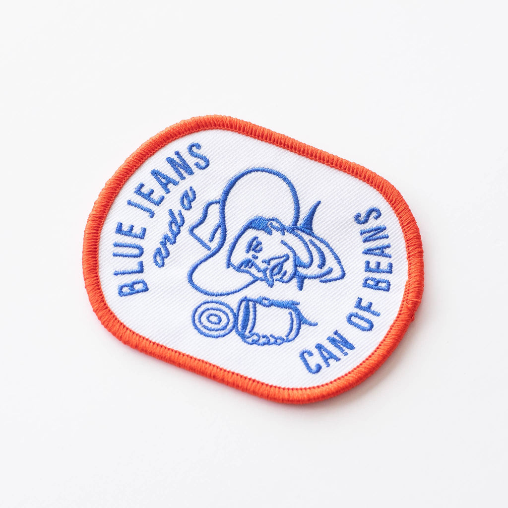 Union Made: Blue Jeans and a Can of Beans Embroidered Iron on Patch
