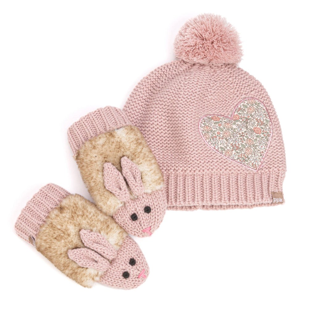 Peppercorn Kids: Knit Bunny Rabbit Mittens - Mauve Pink
