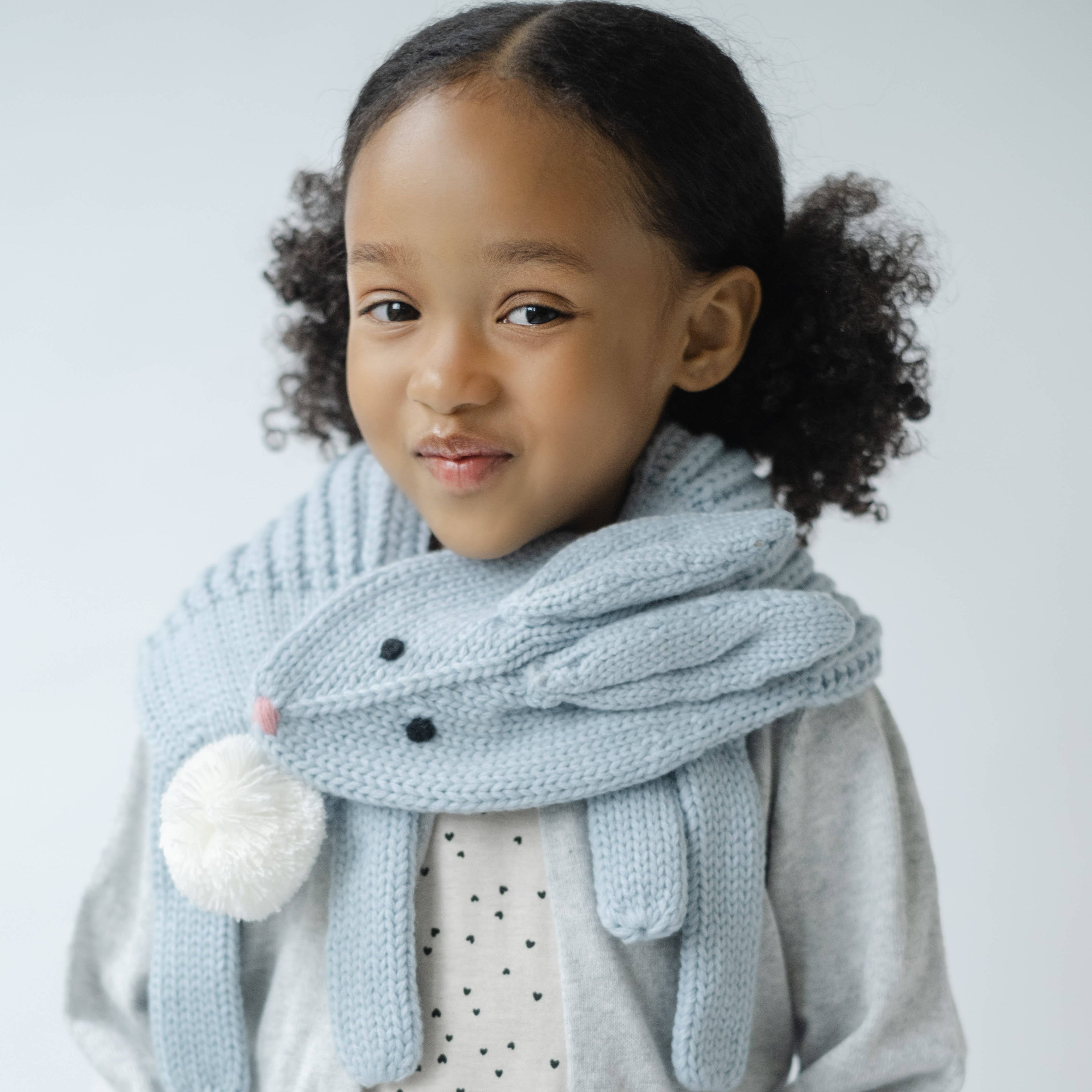 Peppercorn Kids: Knit Bunny Scarf - Sky Blue