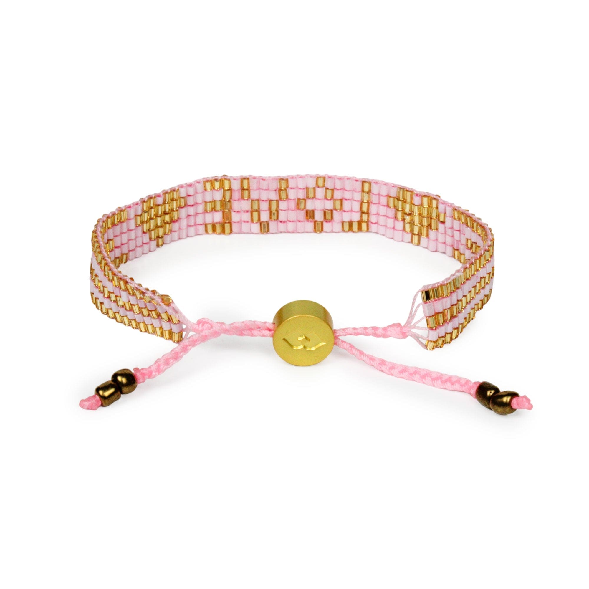 Love Is Project: Seed Bead LOVE with Hearts Bracelet - Light Pink