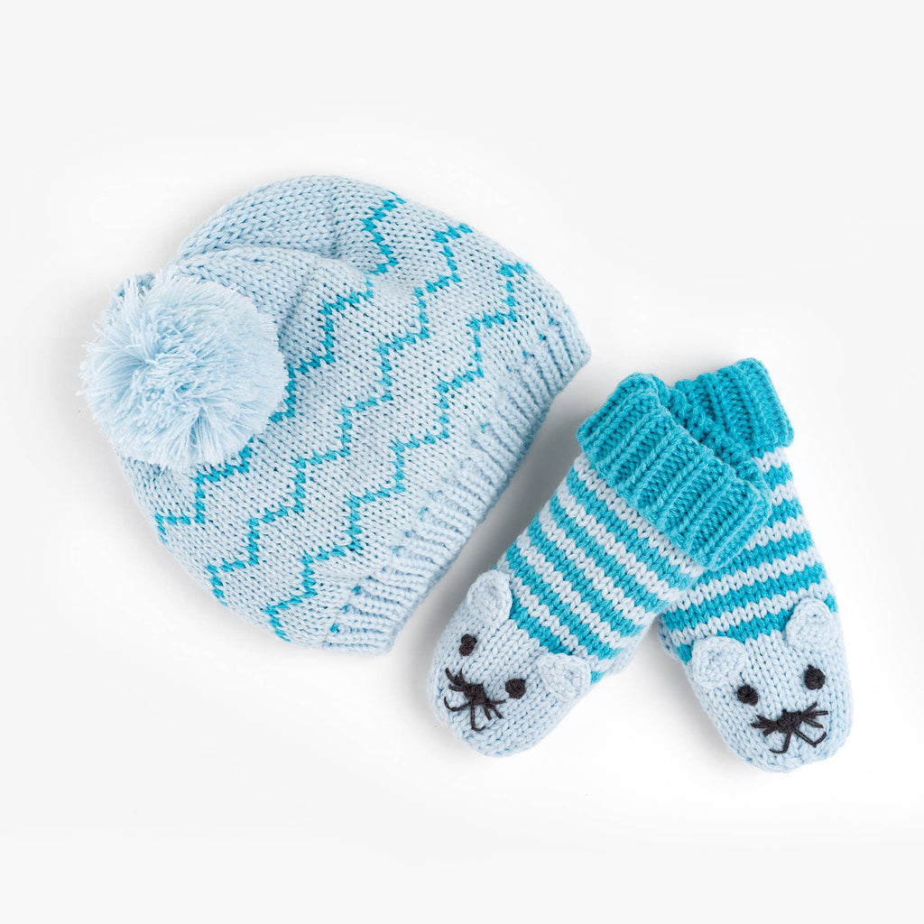 Peppercorn Kids: Zigzag Patterned Knit Beanie - Blue