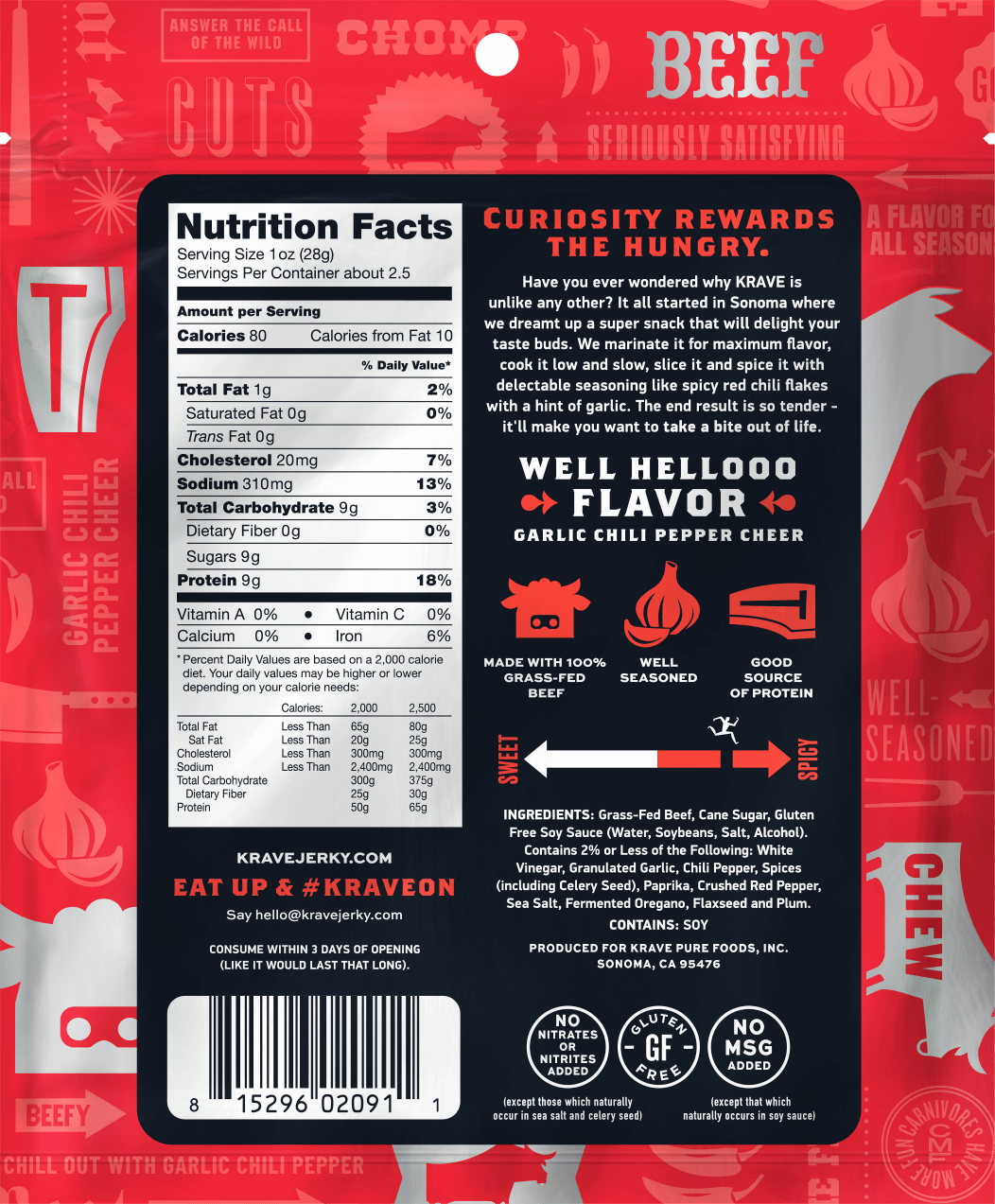 KRAVE: Garlic Chili Pepper Beef Jerky