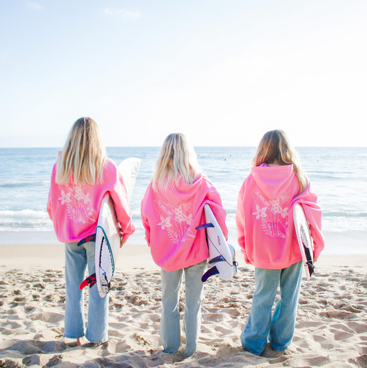 All Swell Surf: Surfer Girl Bloom Embroidered Hoodie - Adult