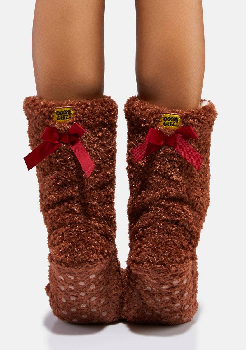 Oooh Yeah: Adult Teddy Burr Non-Slip Slipper Socks