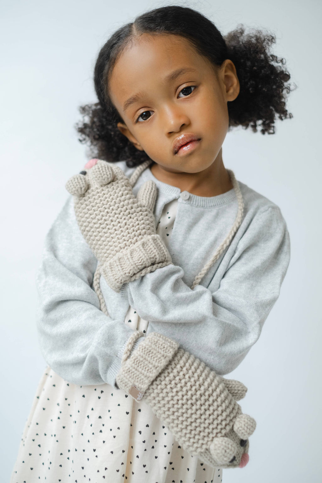 Peppercorn Kids: Knit Mouse Mittens - Oat Beige