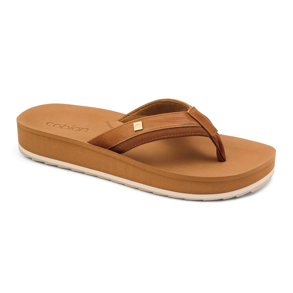 Cobian: Women's Reya Rise Tan Wedge Sandal with Contoured Footbed