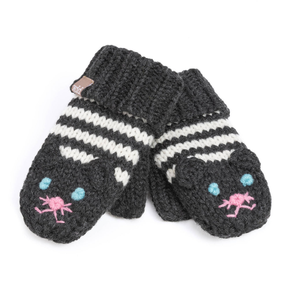 Peppercorn Kids Knit Kitty Cat Mittens - Black