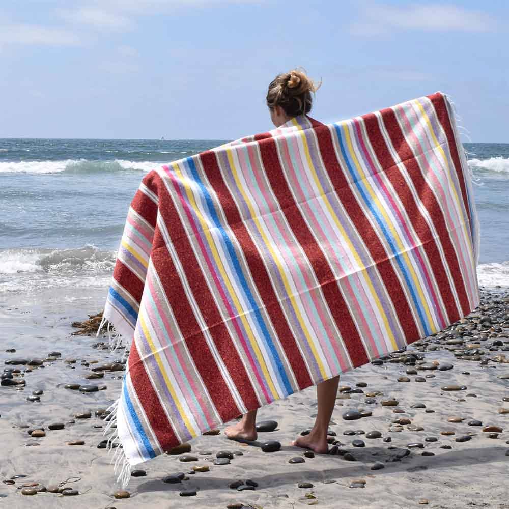 West Path: Mexican Serape Blanket - Red Pastel