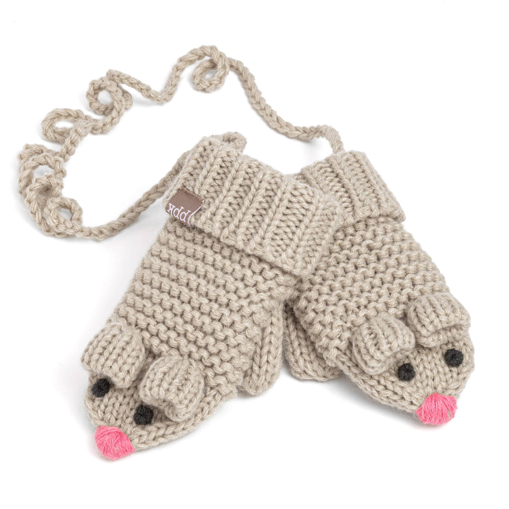 Peppercorn Kids: Knit Mouse Mittens - Oat Beige