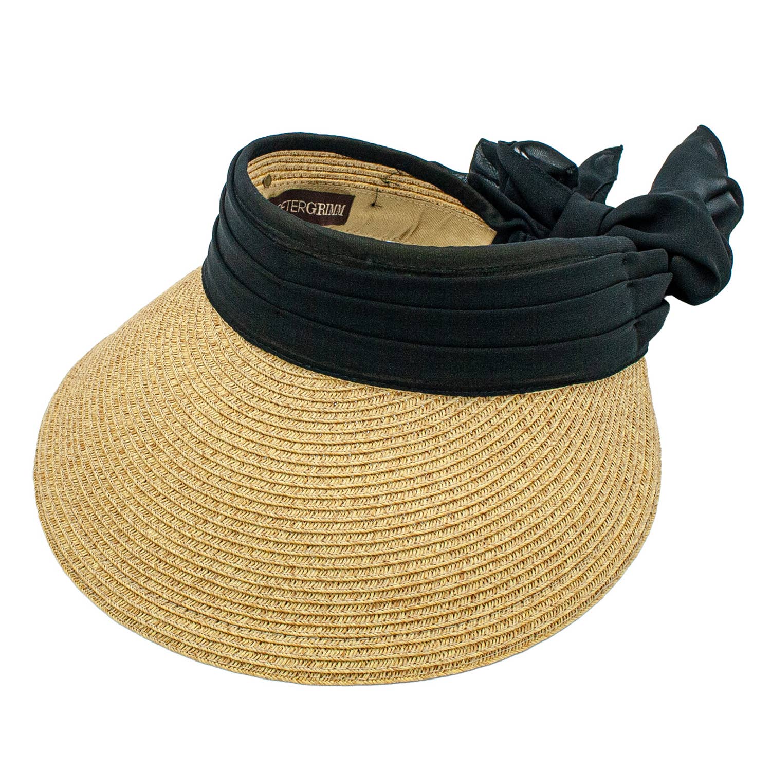 Peter Grimm: Lido Toyo Straw Black Visor Sun Adjustable Resort Cap Hat