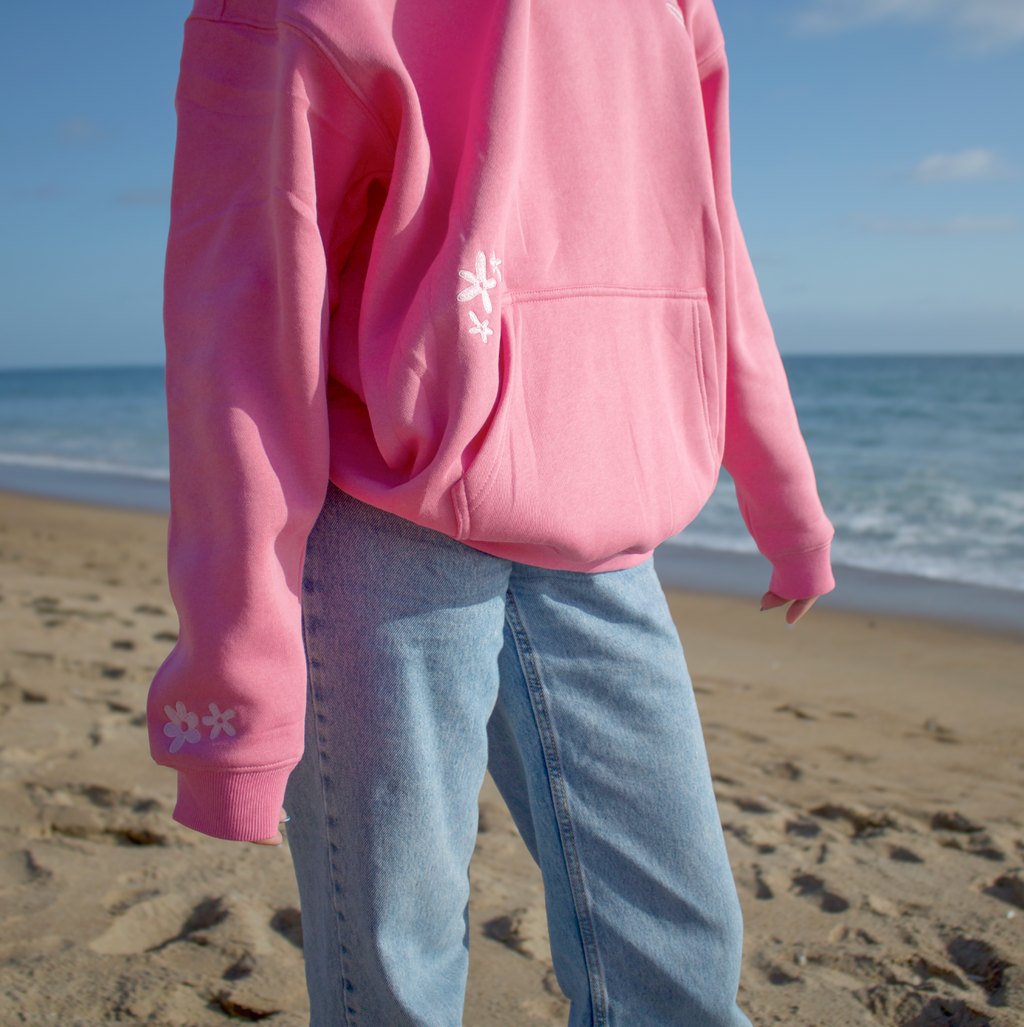 All Swell Surf: Surfer Girl Bloom Embroidered Hoodie - Adult