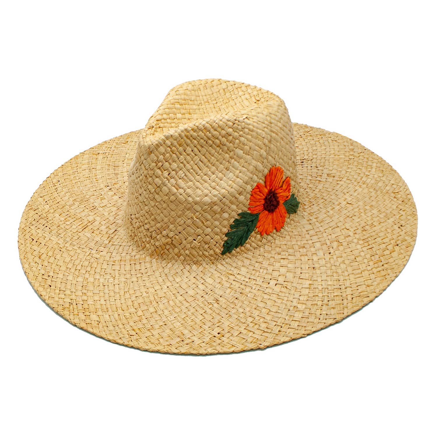 Peter Grimm: Delfina Flower Straw Wide Brim Resort Hat