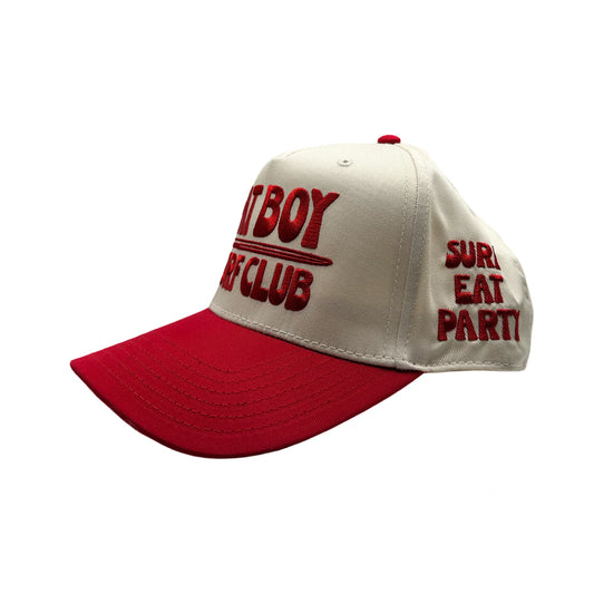 Fatboy Surf Club: Apres Surf Embroidered Hat - Red & Natural