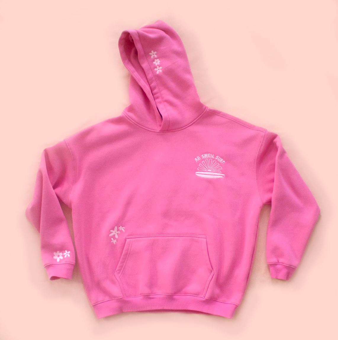 All Swell Surf: Surfer Girl Bloom Embroidered Hoodie - Adult