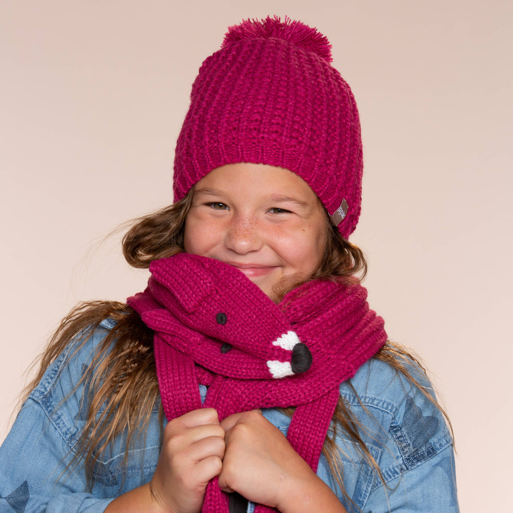 Peppercorn Kids: Knit Fox Scarf - Plum