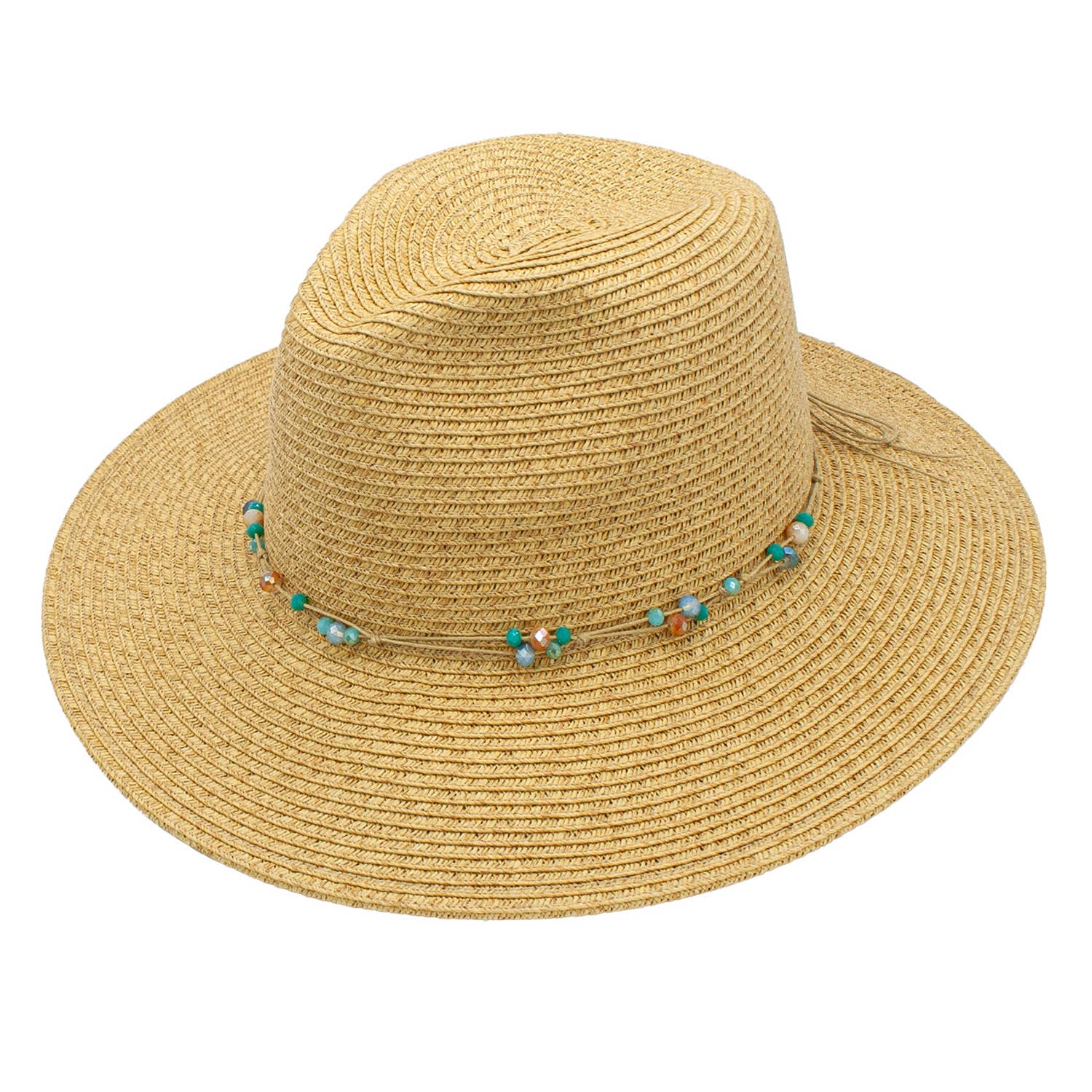 Peter Grimm: Anabelle Toyo Straw Beaded Wide Brim Beach Resort Sun Hat