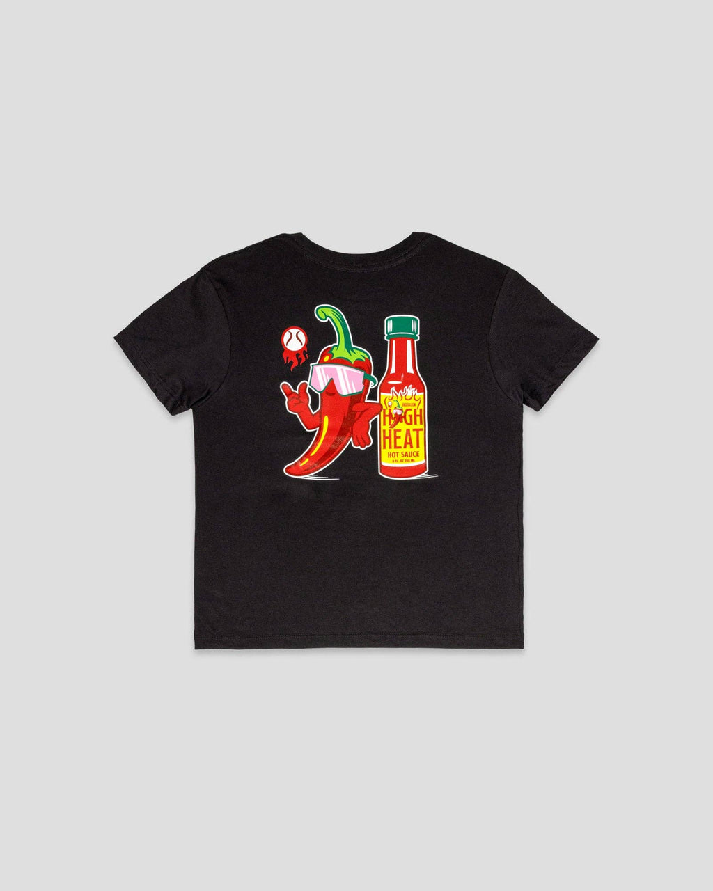 Baseballism: High Heat Hot Sauce Glow in the Dark T-Shirt (Black) - Youth