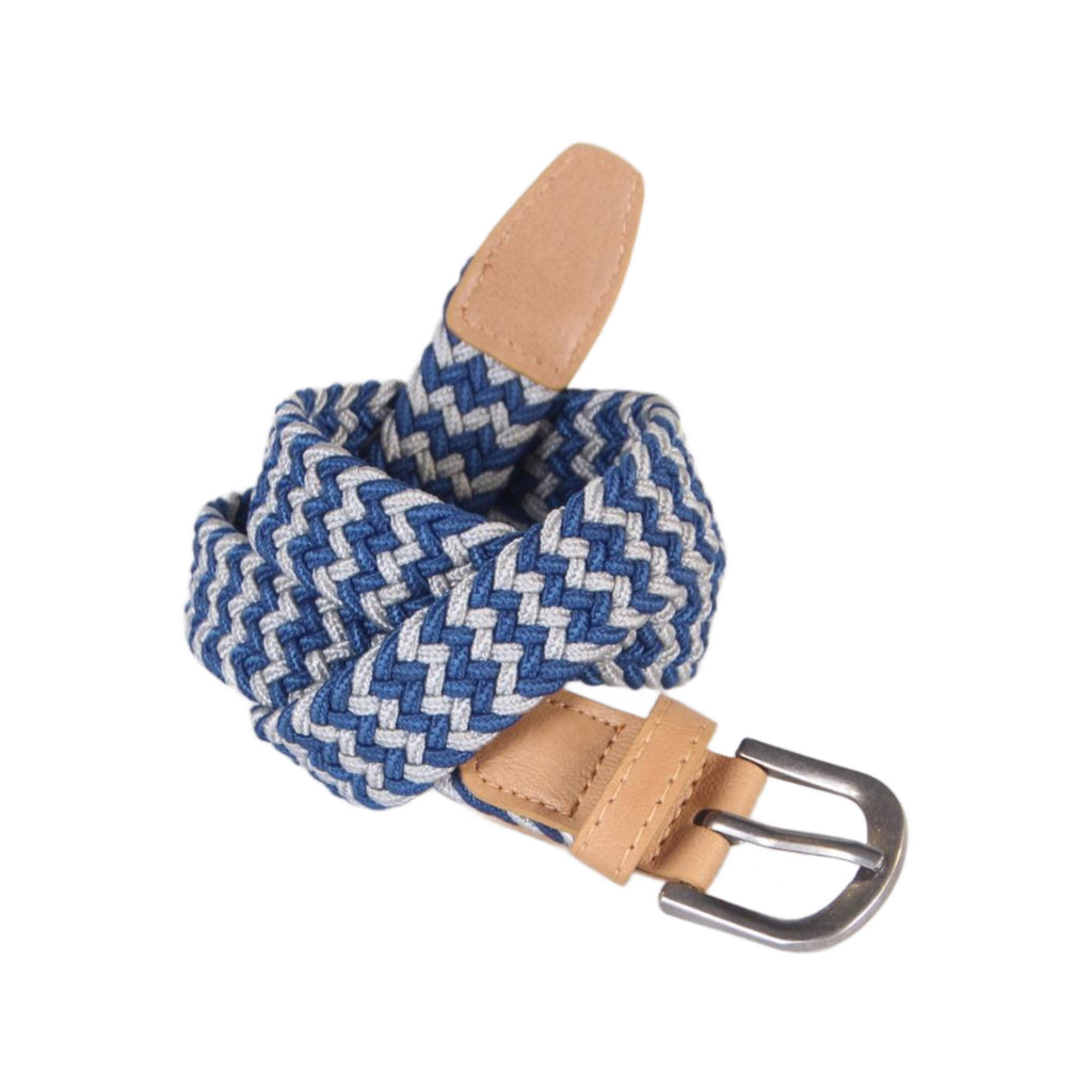 Peppercorn Kids: Boys Stretch Cord Braided Belt - Blue/Light Grey