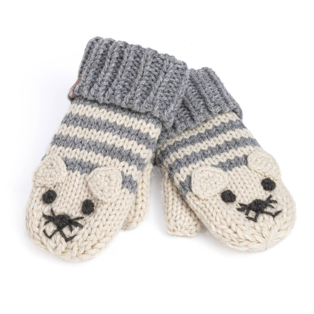 Peppercorn Kids: Knit Cat Mittens - Gray
