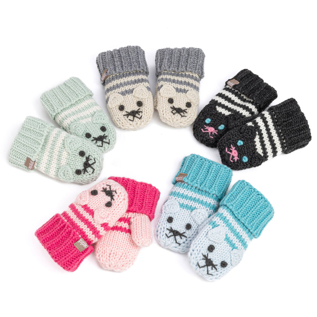 Peppercorn Kids Knit Kitty Cat Mittens - Black