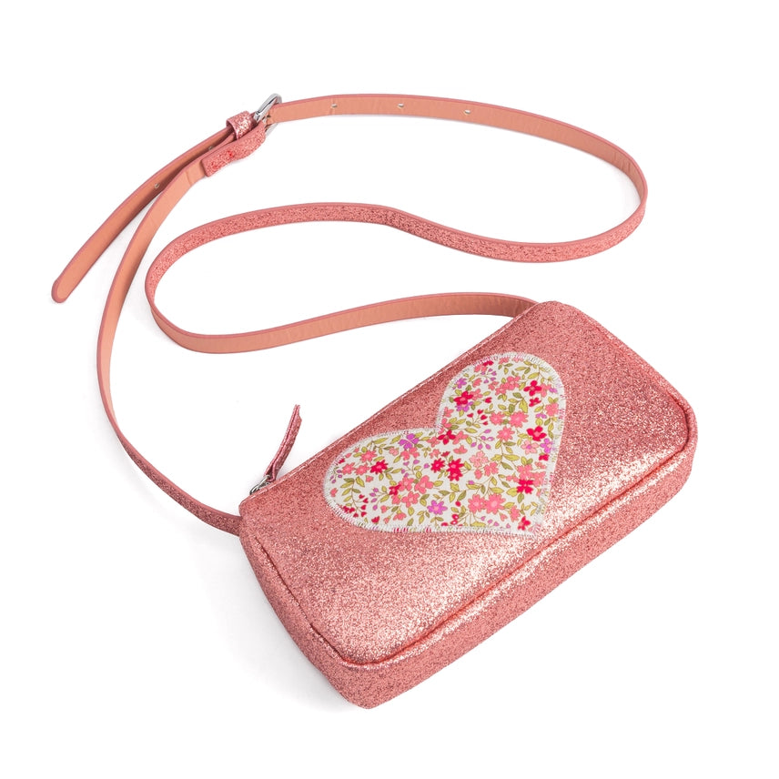 Peppercorn Kids: Girls Glitter Heart Purse - Rose Pink