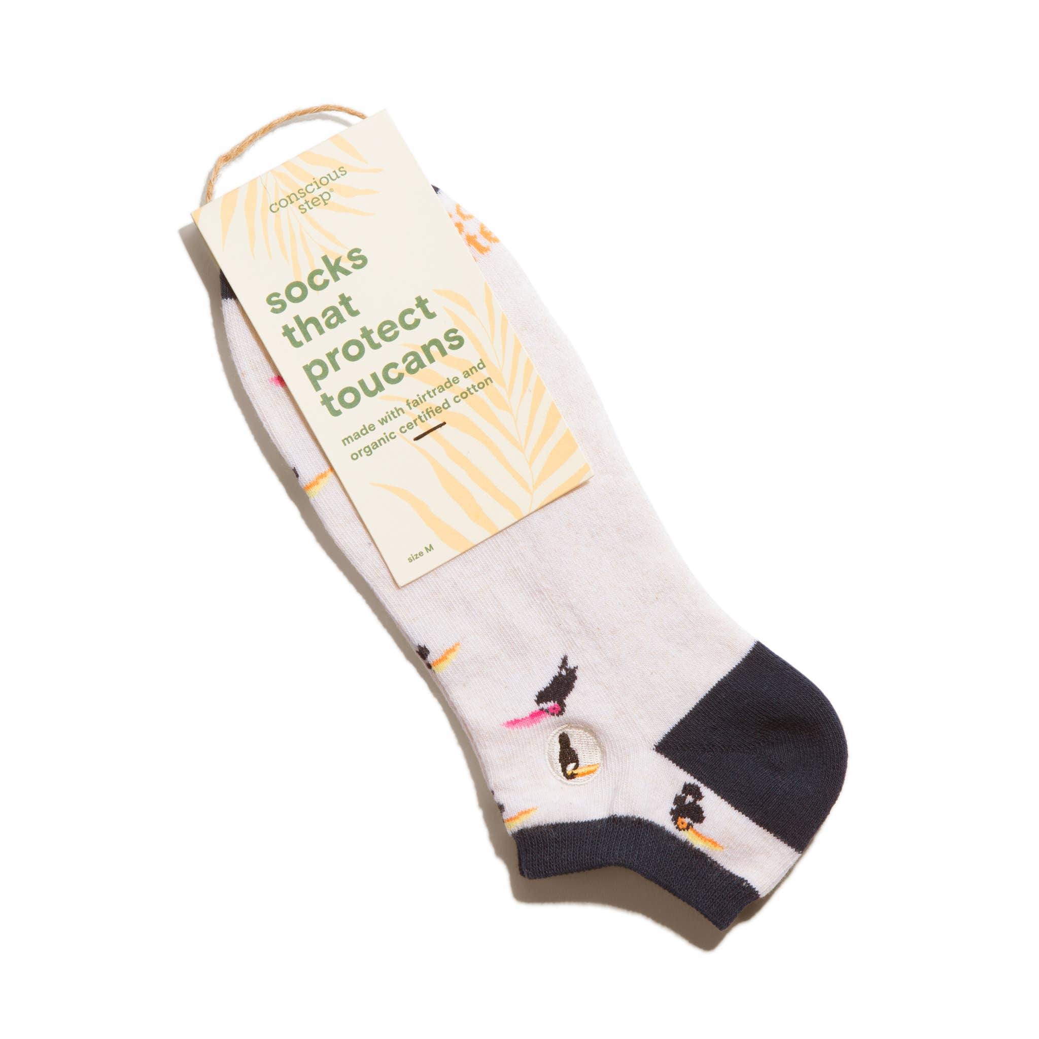 Conscious Step: Ankle Socks that Protect Toucans (White Toucans)