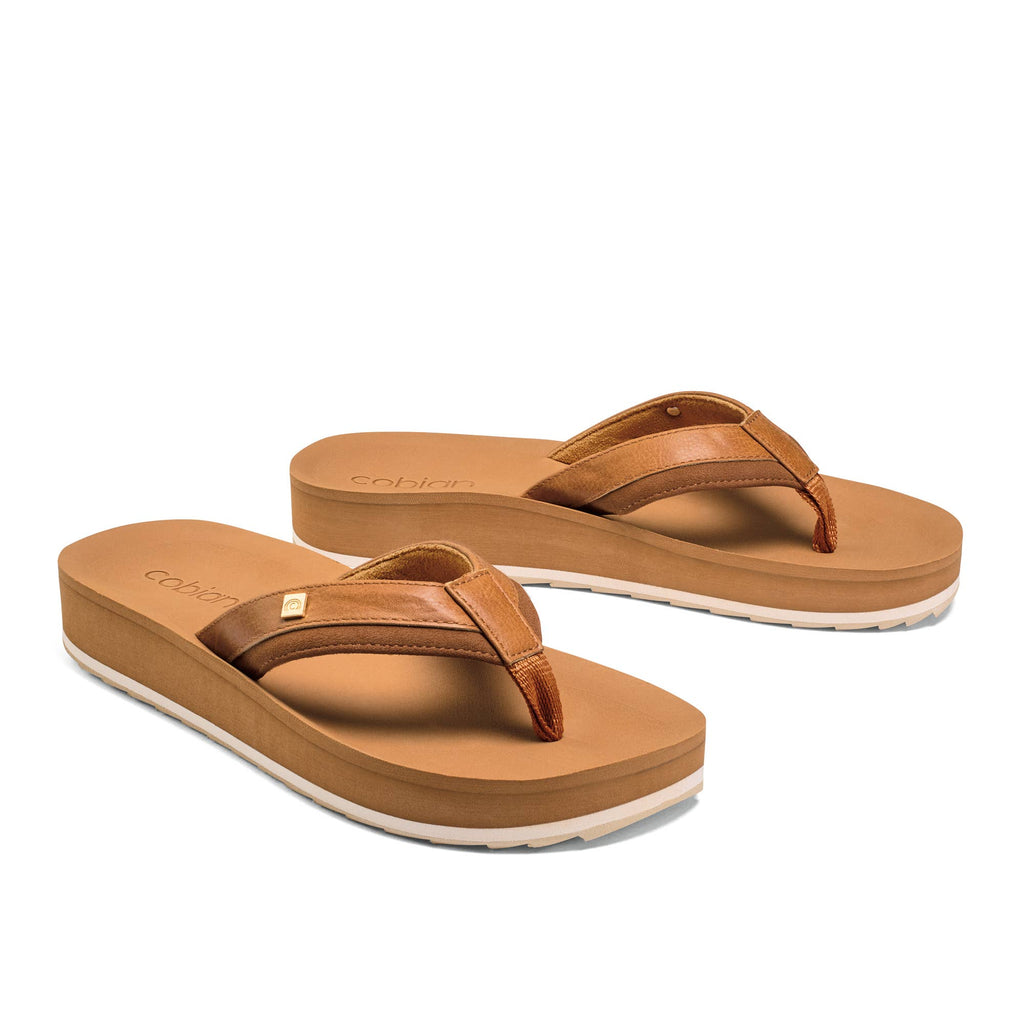 Cobian: Women's Reya Rise Tan Wedge Sandal with Contoured Footbed