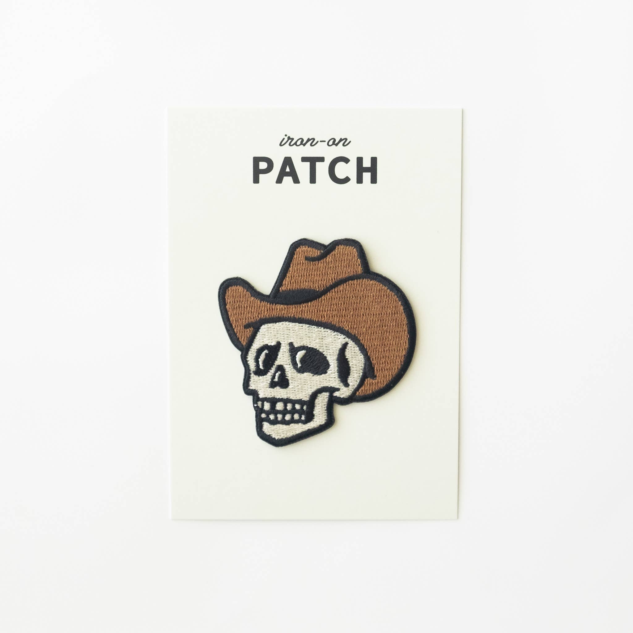 Union Made: Cowboy Skull Embroidered Iron on Patch
