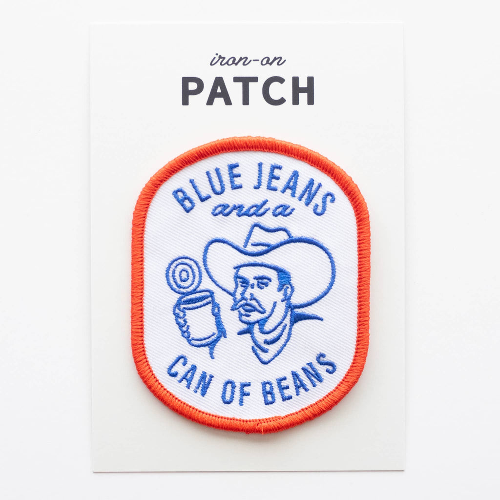 Union Made: Blue Jeans and a Can of Beans Embroidered Iron on Patch