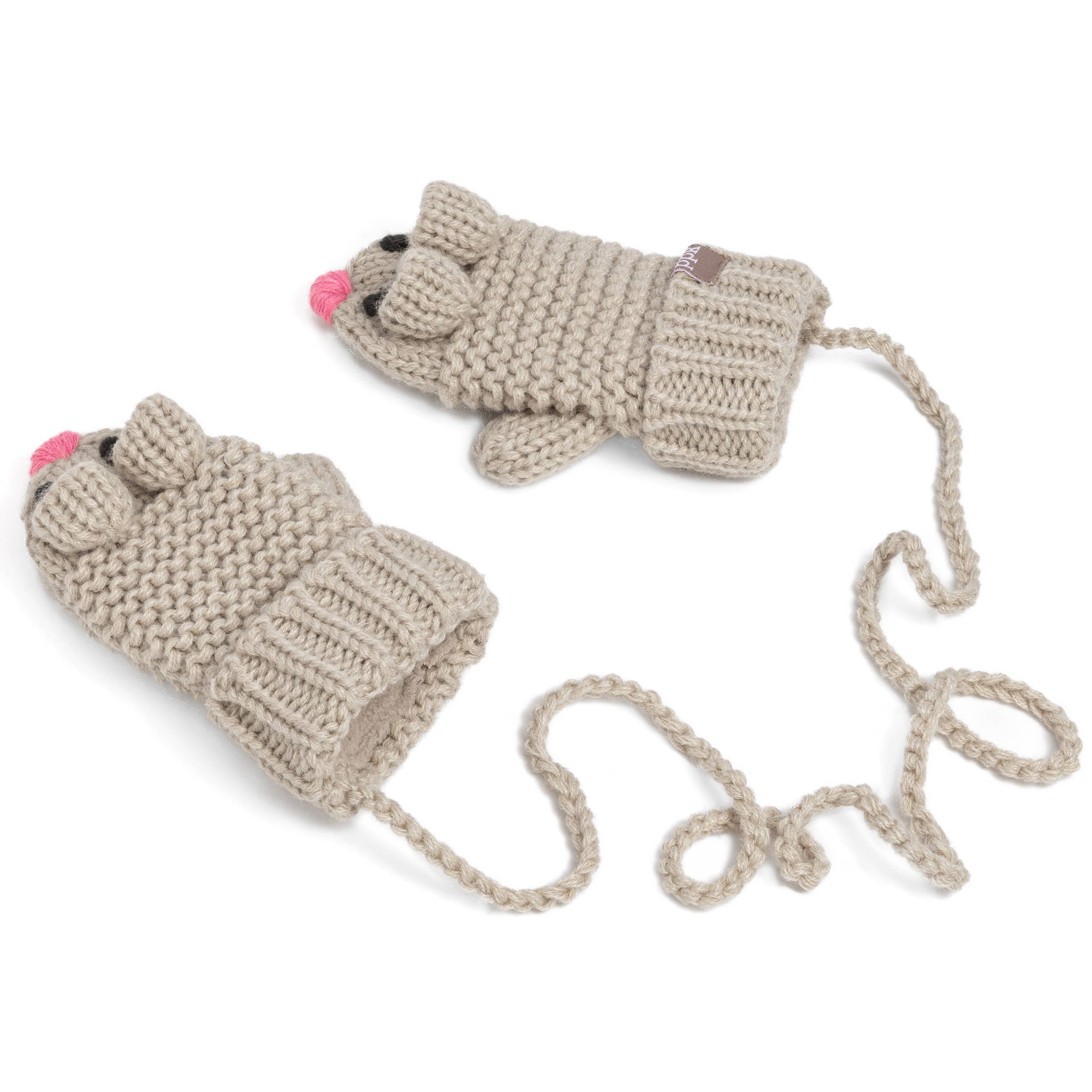 Peppercorn Kids: Knit Mouse Mittens - Oat Beige