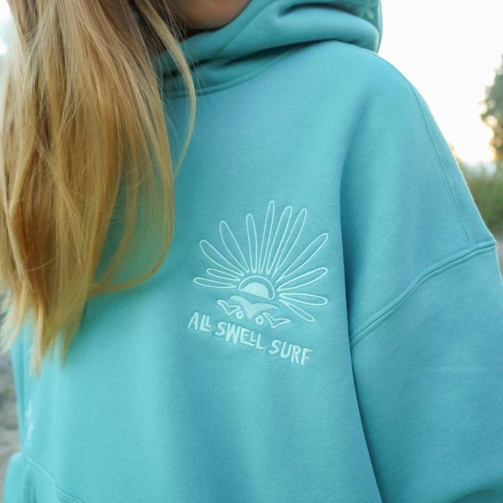 All Swell Surf: Sea Glass Surf Embroidered Hoodie - Youth
