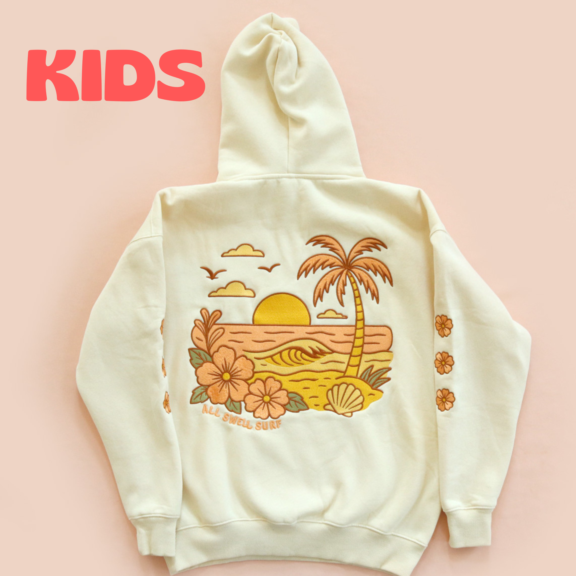 All Swell Surf: Sunset Embroidered Hoodie - Youth