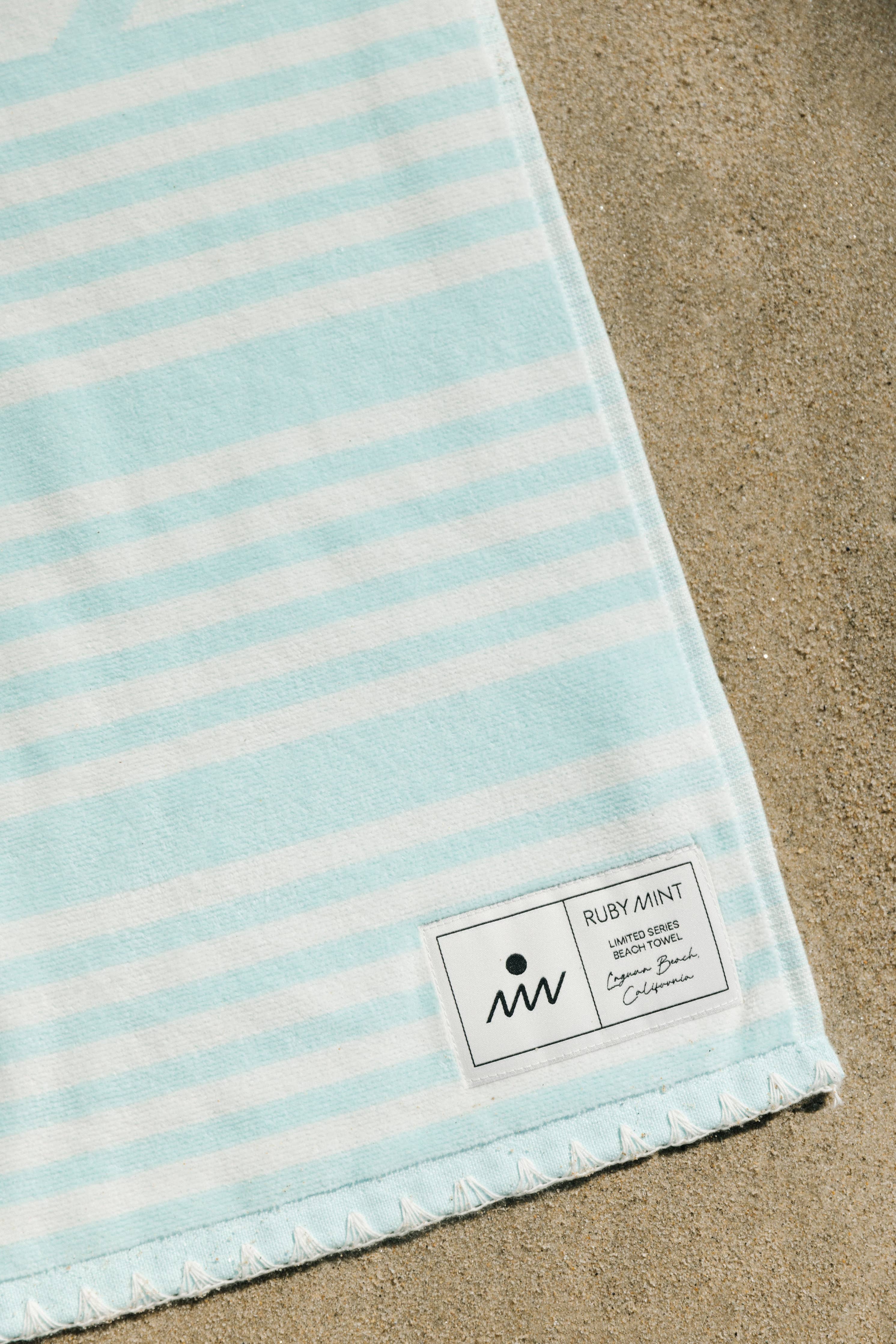 Ruby Mint Cotton Beach Towel Rothschild (Aqua & Ivory)
