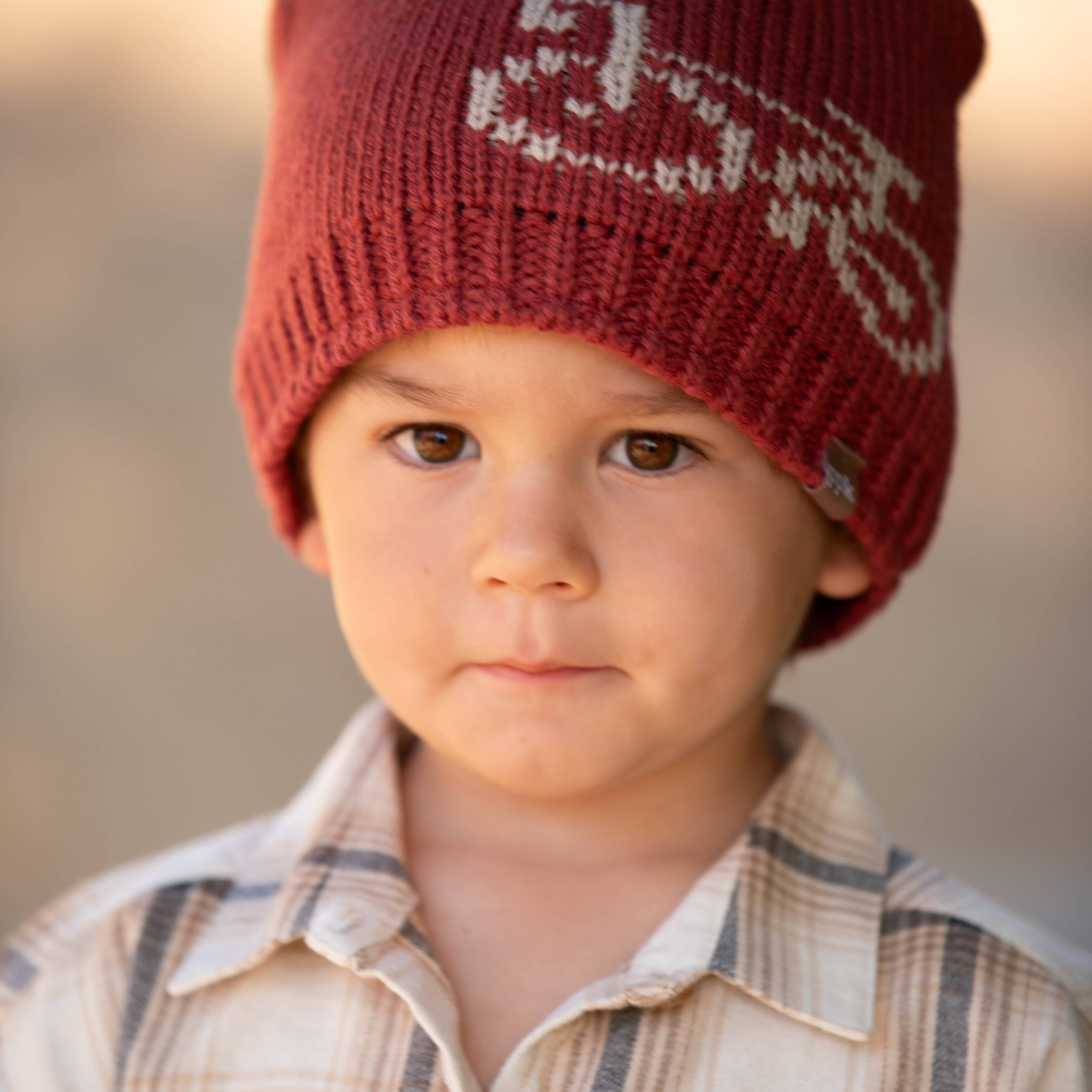 Peppercorn Kids: Fleeced Lined Bicycle Beanie - Auburn