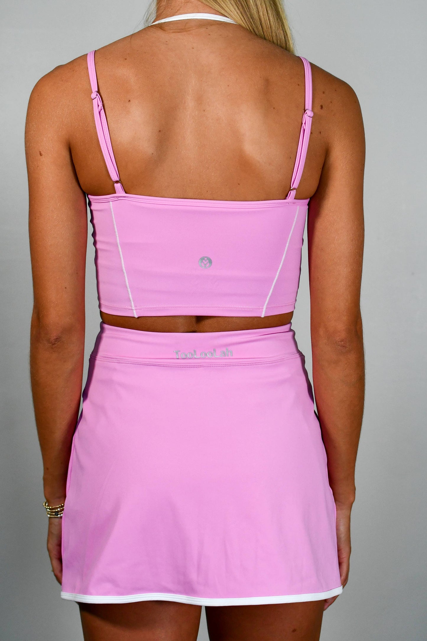 TooLooLah: Outline Cropped Contrast Tank - Candy Pink/White